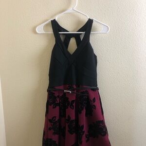 Crystal Doll Black and Burgundy Floral Dress